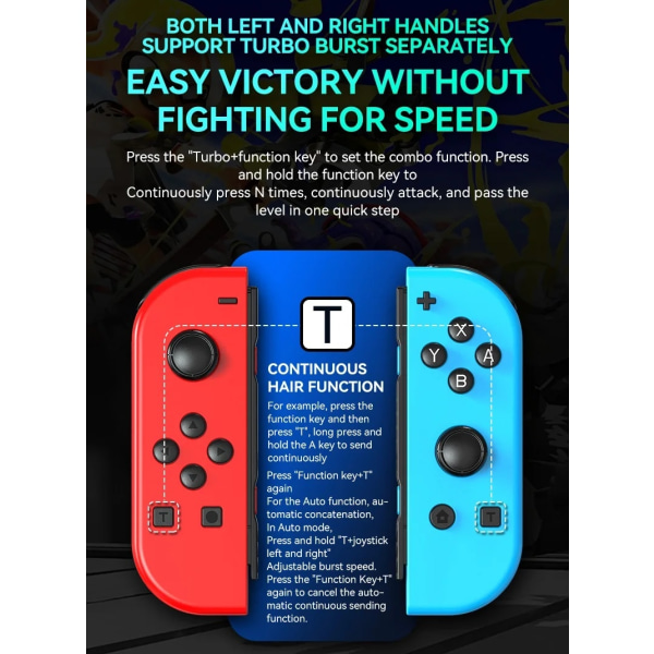 Håndkontrol LED-kompatibel med Joy Con Nintendo Switch Red RED/BLUE