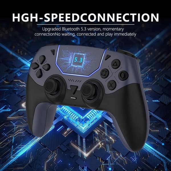 Trådlös Handkontroll Kompatibel med PS5 & PS5 Slim – Programmerbara Knappar, 1000mAh, USB-C grå