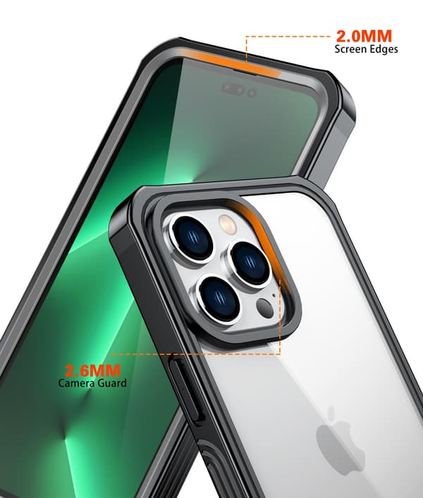 C4U® Shockproof Defence - iPhone 14 Pro - Stötdämpande skal Black iPhone 14 Pro (6.1)