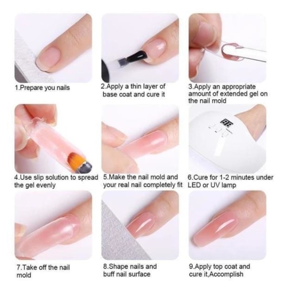Nail nagel gel färg set nagelkit polygel kit med UV lampa design Svart