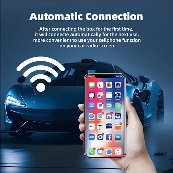 Trådløs CarPlay-adapter 2025 – Kompatibel med iPhone iOS og Android Black
