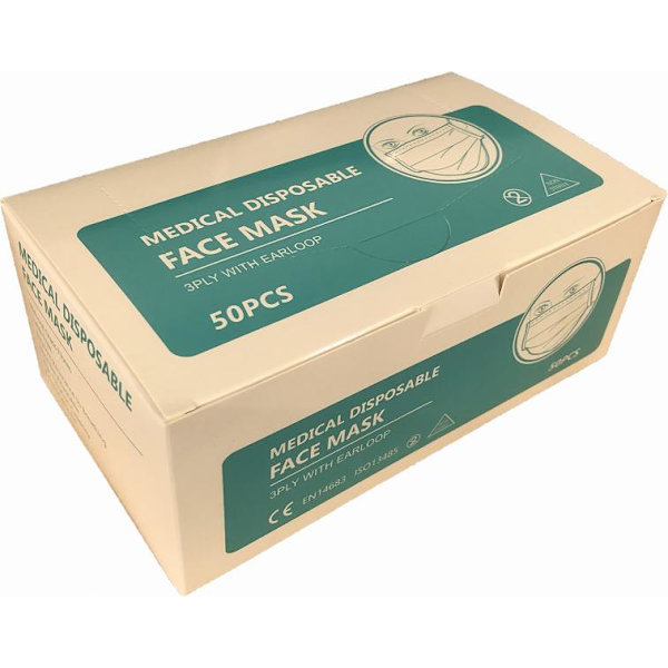 [ 50-PACK ] CE-godkända Munskydd, ansiktsmasker (3-lager) Blå