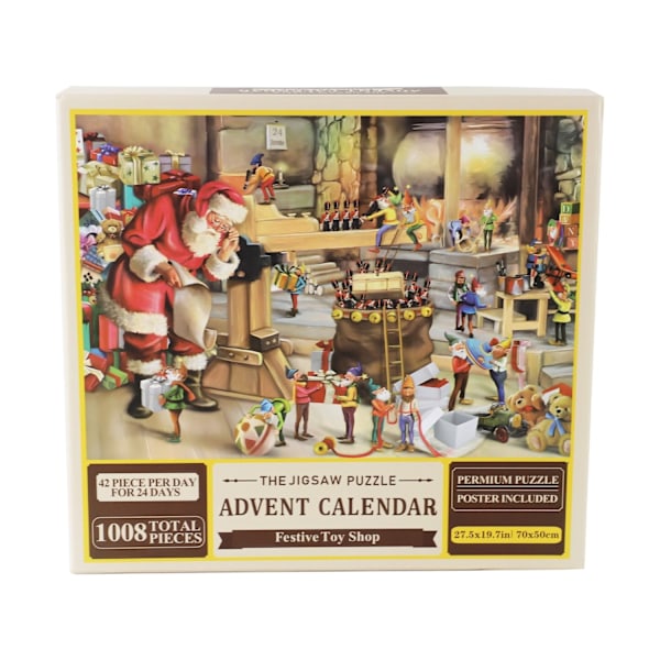 Puslespils adventskalender 2024, 1008 puslespilsbrikker 24 dages Toy Shop