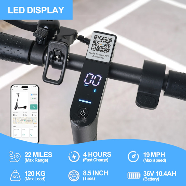 W4PLUS 2024 KickScooter Sähköpotkulauta 30km/h sähköpyörä potkulauta Black