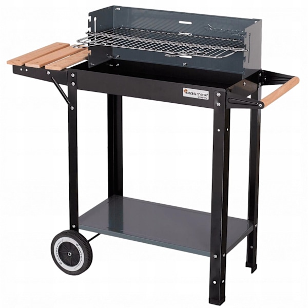 Havegrill på hjul – Rektangulær model med sidebord | MASTER GRILL & PARTY Black
