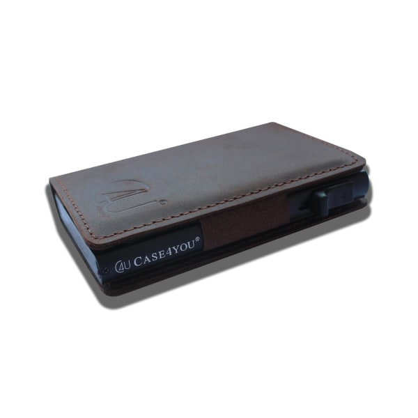 Exklusiv Korthållare C4U® Design RFID & NFC Skydd plånbok popup Brun one size