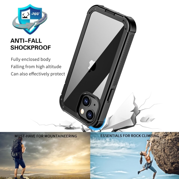C4U® Shockproof Defence - iPhone 13 Mini - Stötdämpande skal 3i1 Black iPhone 13 Mini (5.4)