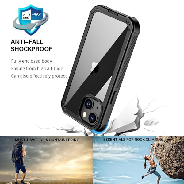 C4U® Shockproof Defence - iPhone 13 Mini - Stötdämpande skal 3i1 Black iPhone 13 Mini (5.4)