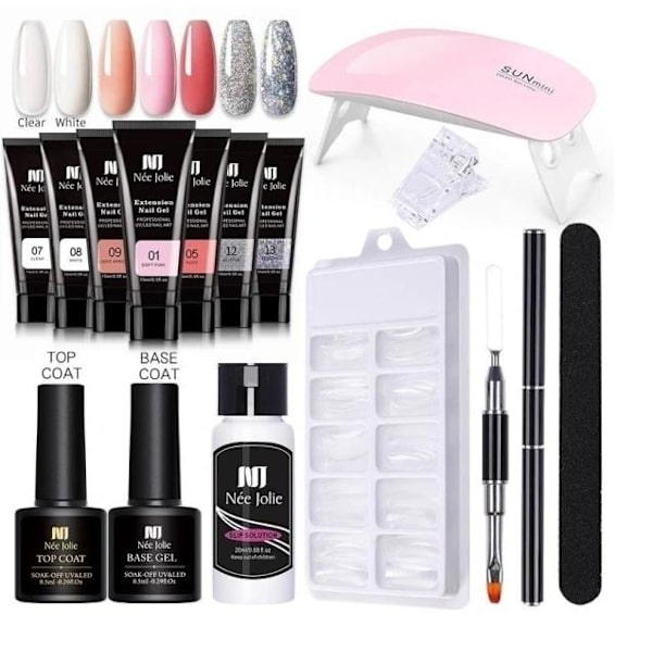 Nail nagel gel färg set nagelkit polygel kit med UV lampa design Svart