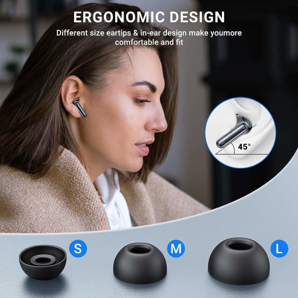 X500 Langattomat Bluetooth-kuulokkeet - 30 tuntia C4U® ANC ENC B Black