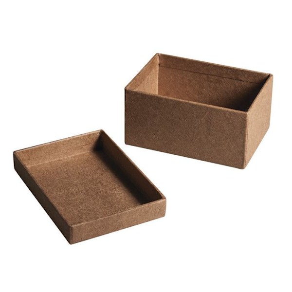 Rektangulär låda i pappersmaché 7 x 5 x 3,5 cm 4 stycken kraft brun