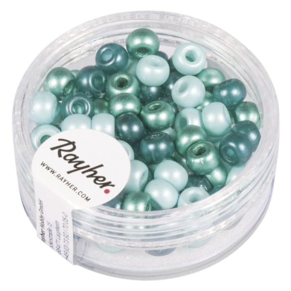 Perle rocaille 5,5 mm Toner Blå Stort hål 2 mm 80 stycken