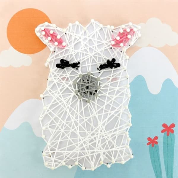 Snöre konst - Lama - 21 x 21 cm - Väggdekoration - Inomhus - Nutida - Design