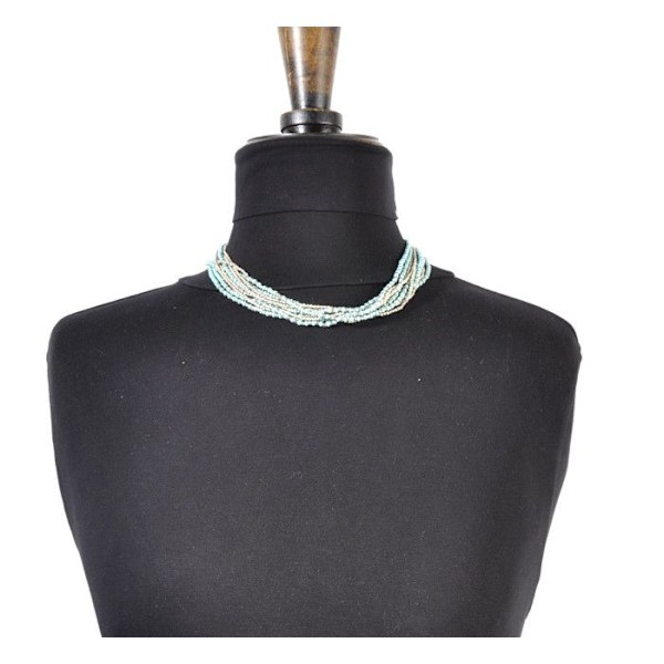 Collier dom 10 rader silverfärgad och turkos Silver och turkos