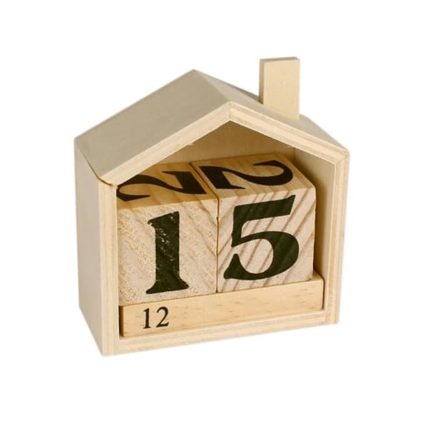 MégaCréa DIY - Evighetskalender i trä Hus 7,3 x 3,4 x 7,8 cm