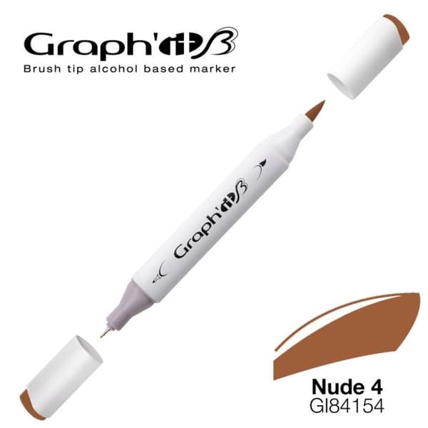Alkholpenna - GRAPH'IT - Graph'It Brush Marker - Nude 4 - Dubbel spets - Opaque Nude 4