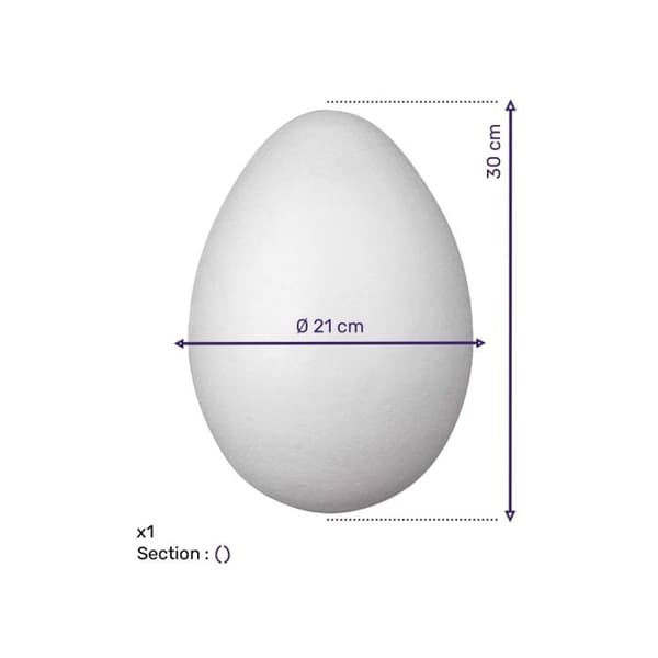 Polystyrenägg, 2 delar, 2 halvklot, höjd 30 cm Vit
