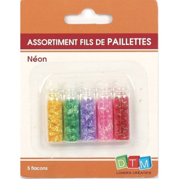 Graine Créative - Neon glitterpärlor 5 flaskor Neonblixtrar