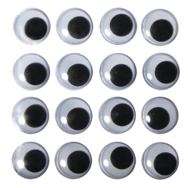 Rörliga plastögon självhäftande 15mm 16 stycken