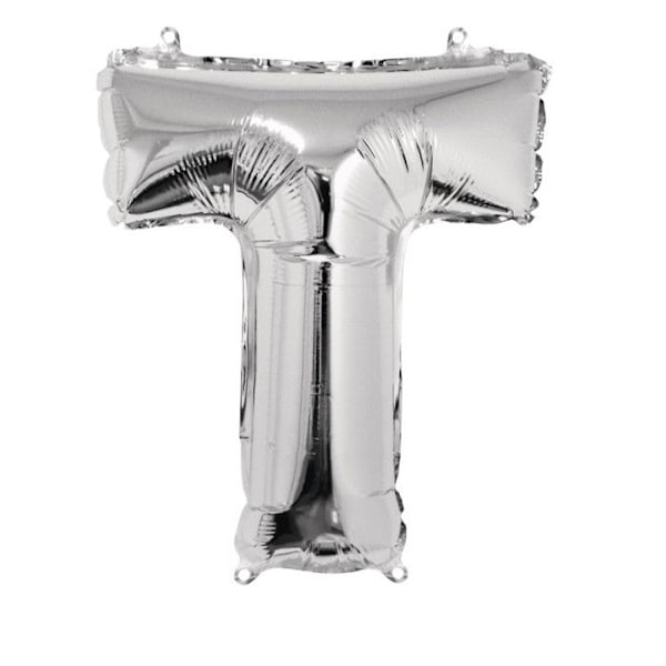 Aluminiumballong Bokstav T Silver 40cm