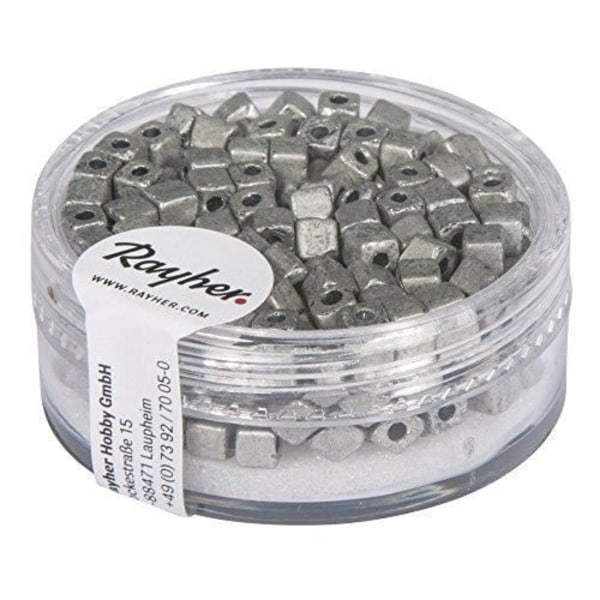 Accessoarer för smycken - RAYHER - METALLISK KUB - Glänsande silver - 15 g - 3,4 mm glänsande silver