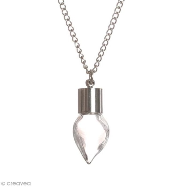 Pendentif - Silver - Glasflaska - 3 cm - Dropp - Unisex Silver