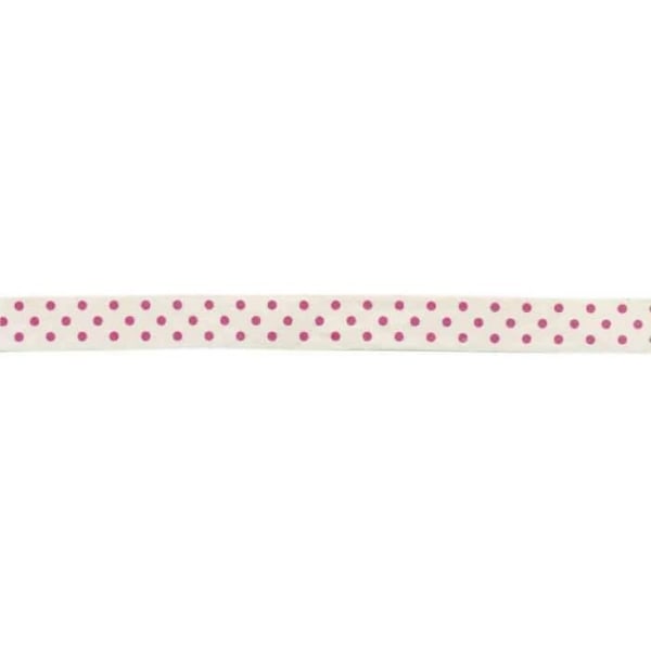 Ripsband i bomull prickig rosa 1,5 cm x 2 m Rosa