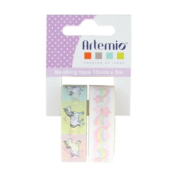Artemio - Maskeringstejp 1,5 cm Regnbåge 2 stycken Regnbåge