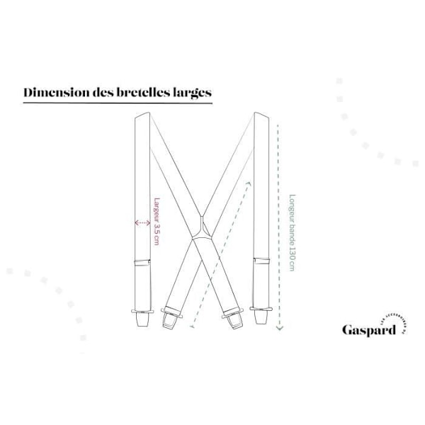 Breteller - GASPARD - Larg - Hantverkstillverkad i Frankrike - Svart enfärgad - Justerbar storlek 130 cm Vanligt svart