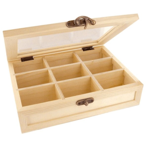 Träask - MÉGACRÉA - 6 fack - 21,5 x 17 x 4,5 cm - Anpassningsbar - Brun kastanj