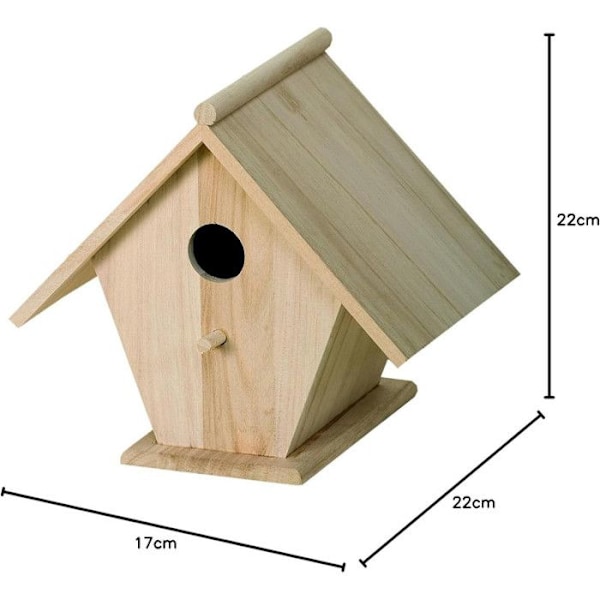 Träfågelholk att dekorera - ARTEMIO - 22,5 cm - Naturlig - Beige - Liten - Vild fågel Naturlig