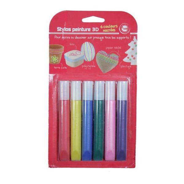 Stylos för 3D-målning - CTOP - Multikolor pärlemor - 10,5 ml - Set om 6 - Fin spets Multifärgade pärlemorskimrande