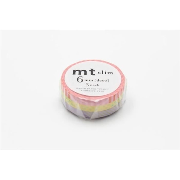 Maskeringstejp - Slim Deco A - Set med 3 Rullar - 6mm x 10m - Rosa, Gul, Lila ros, gul, lavendel
