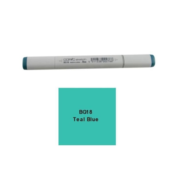 Markör - COPIC - Copic Sketch - Dubbel spets - Oföränderlig - Blågrön BG18 Blågrön BG18 Teal Blue