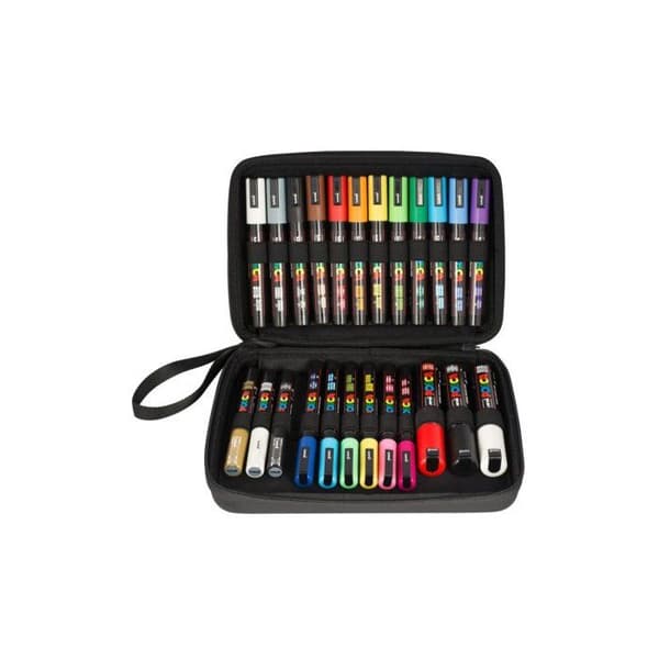 Mallette Posca svart 24 assorterade markörer blandad