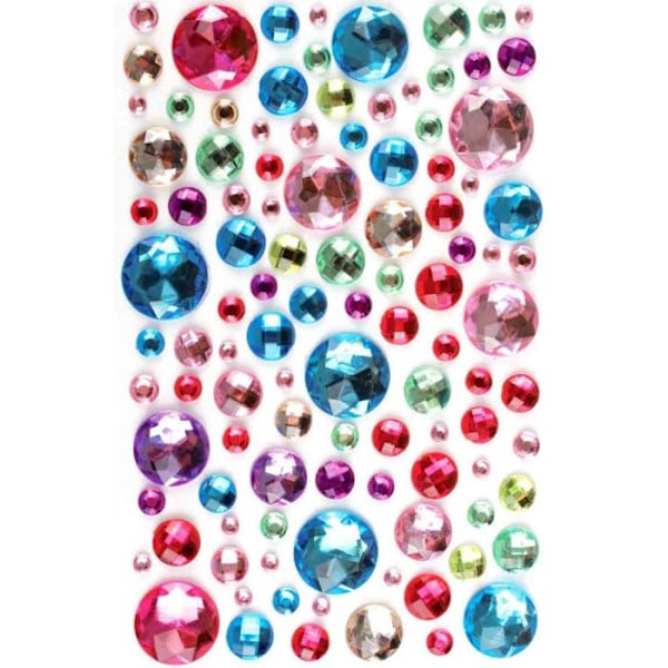 Strass kristaller självhäftande - Ej specificerat - Rund form - Flerfärgad - Diameter 0,5 till 2 cm - 106 stycken Blandad
