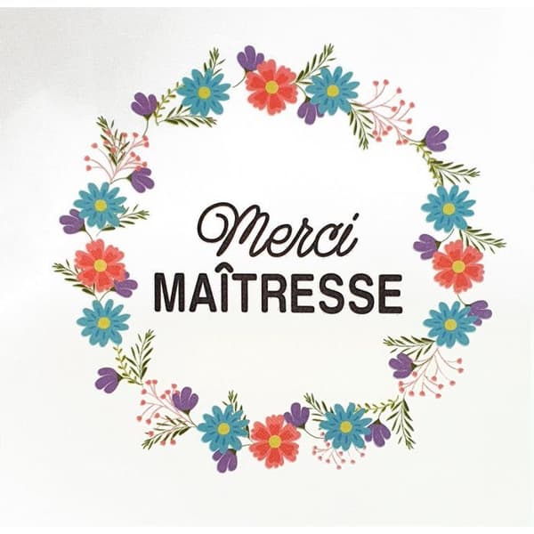 MégaCréa DIY - Textilöverföring Tack Lärarinna 10 x 10 cm