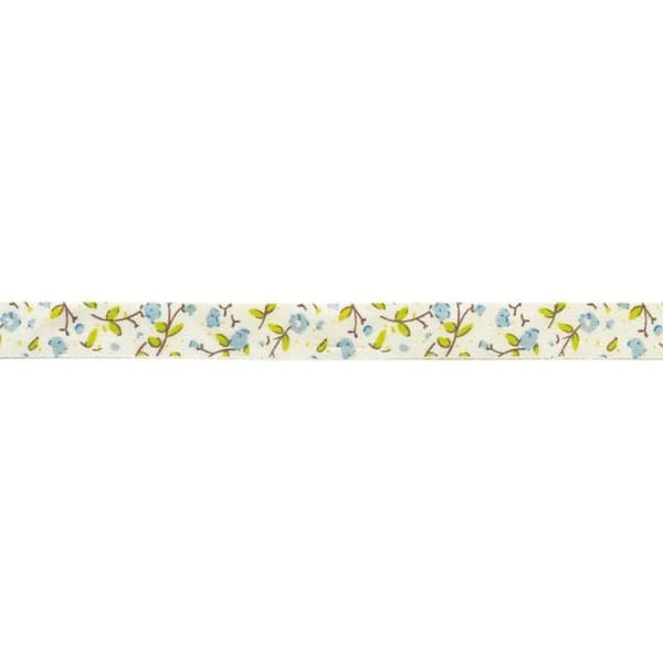 MégaCréa DIY - Blå blommig bomullsband 1,5 cm x 2 m Blå