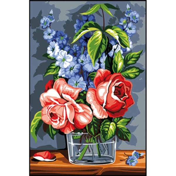 Antik duk I rosa och blå 30x40cm