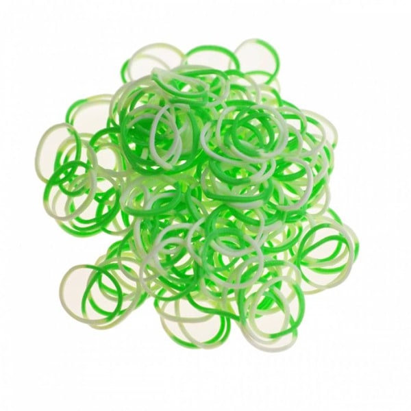 Loom - 200 bicolora elastiska Loom Grön Vit