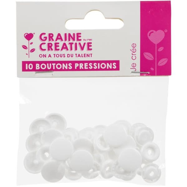 Graine Créative - Tryckknappar i resin Vit (10 knappar) Vit