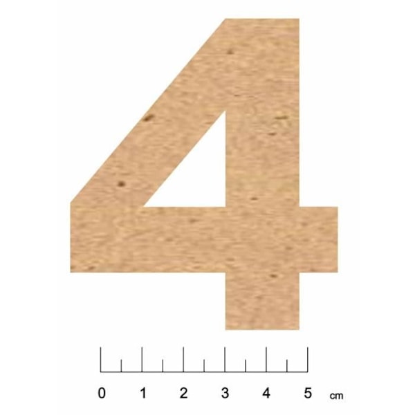 Siffror i självhäftande trä - Terra och Trä Skapelser - 4 - 7,5 cm - Brun - MDF 3 mm kastanj