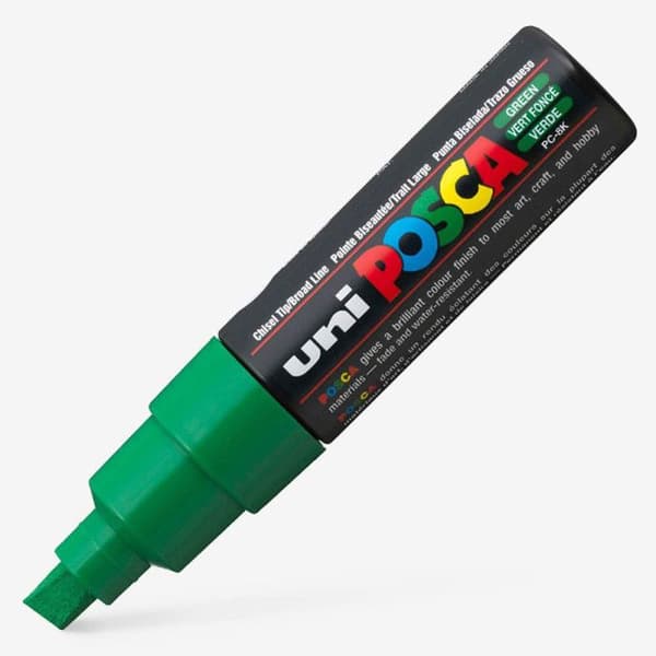 Marqueur - POSCA - Bred spets - Mörkgrön - 8 mm - Opaque Mörkgrön