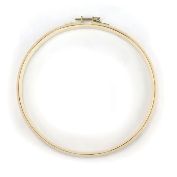 Träbroderibåge ø 25 cm beige