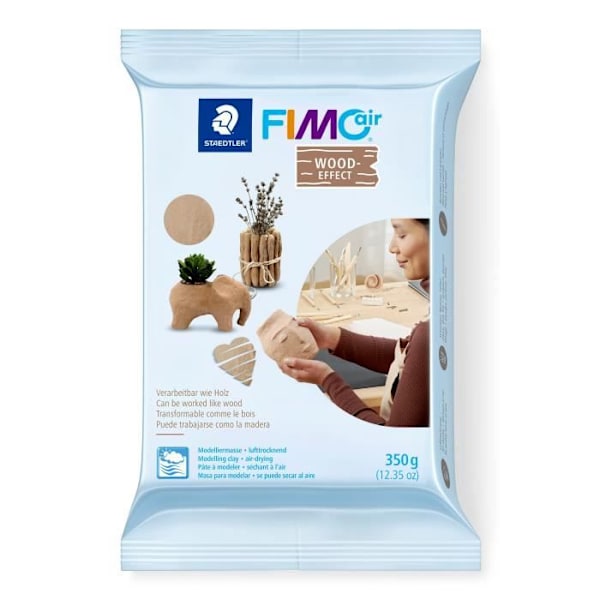 Modelllera - FIMO - FIMOair Träeffekt - Brun - 350g - Träeffekt kastanj