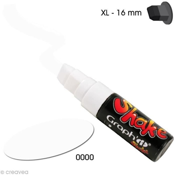 Graph'it shake 16 mm Graph'it Shake vattenbaserad färgmarkör, - Färg: Vit - Kod: 0000 - Tips: XL 5-16 mm - ou
