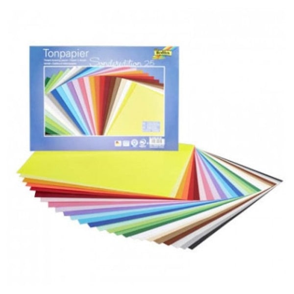 Papper av kartong 35x25 cm 130g 25 blandade färger sortiment