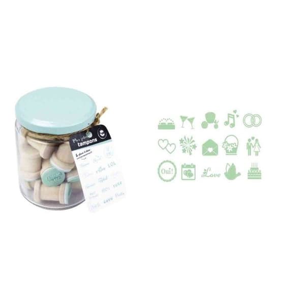 MégaCréa DIY - Trästämpel Bröllop 1,8 cm burk 15 stycken