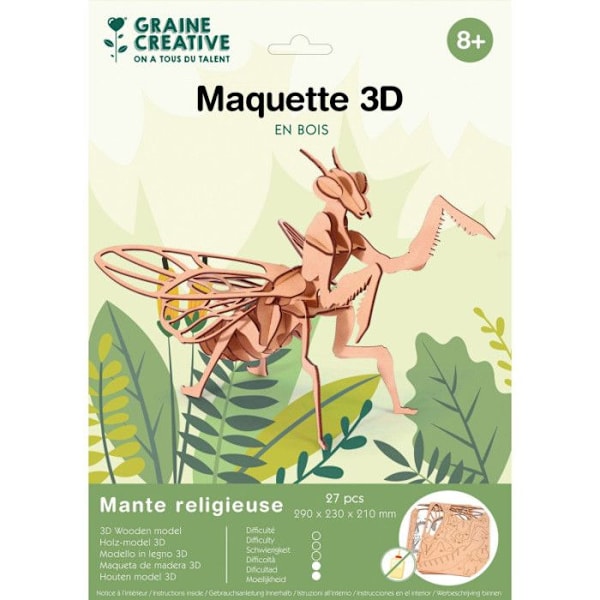 3D-modell i trä - Mantispse - 29 x 23 x 21 cm - 27 delar - Barn - Blandat