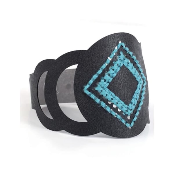 Svart läderbroderiarmbandssats med runt mönster - Svart - Blandat - Vuxen - Interiör - 22 cm i längd - 4 stycken Svart